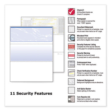 DocuGard™ Security Business Checks, 11 Features, 8.5 X 11, Blue Marble Top, 500-ream freeshipping - TVN Wholesale